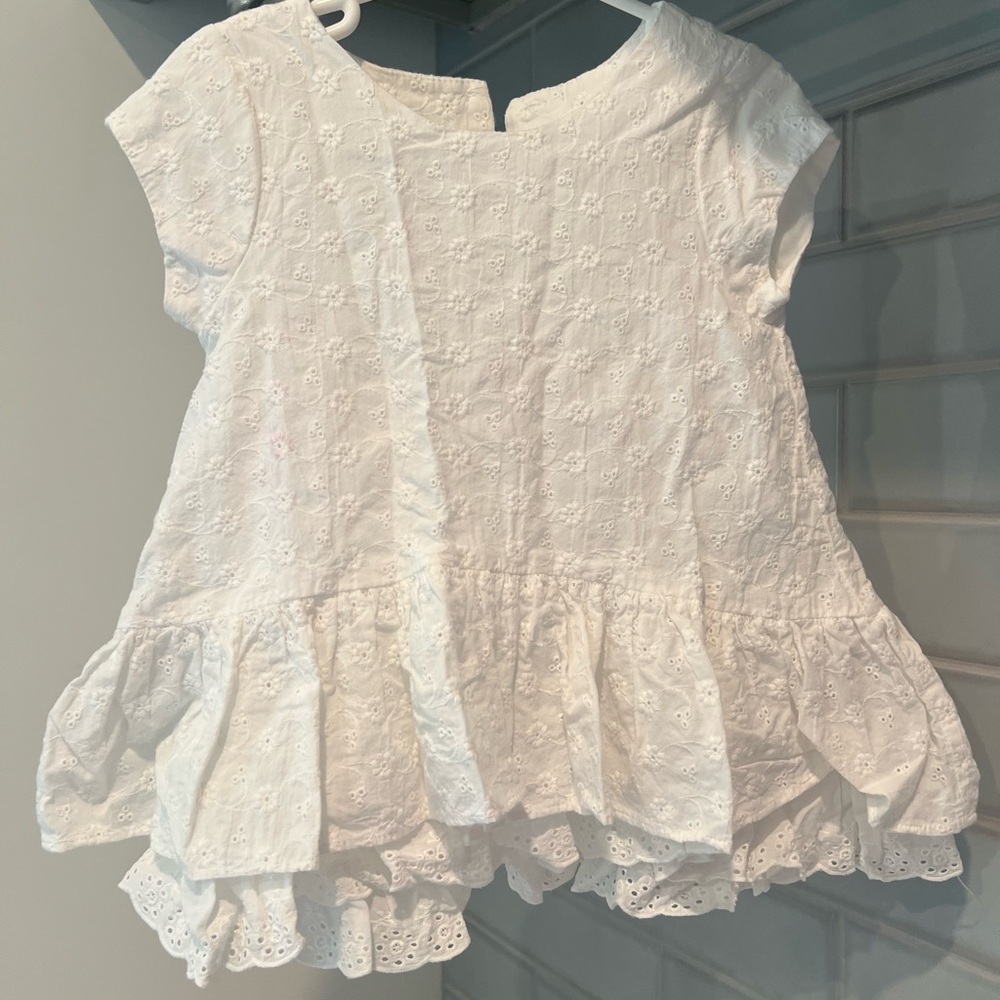 Pippa & Julie White Eyelet Peplum Top for Girls